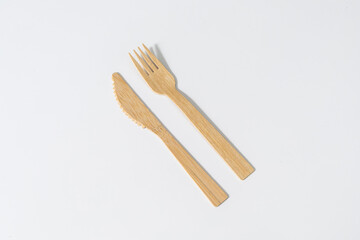 ecology conscious fork and knife made from wood