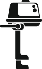 Black and white icon of a small motor commonly used for propelling inflatable boats