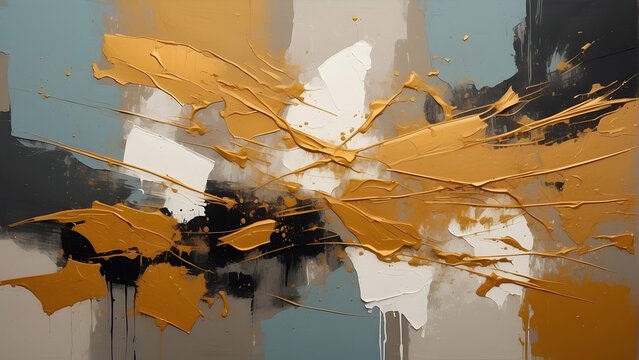 Abstract gold and gray splash artwork