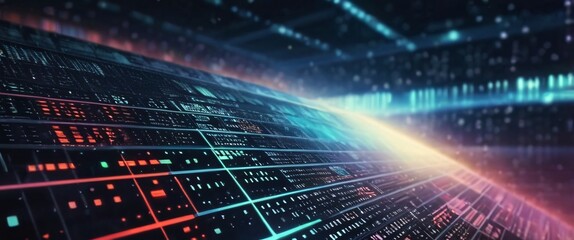 Fototapeta premium An abstract digital background with binary code and AI algorithms running in the background 