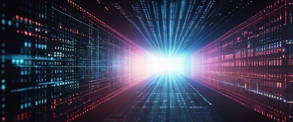 Obraz premium An abstract digital background with binary code and AI algorithms running in the background 
