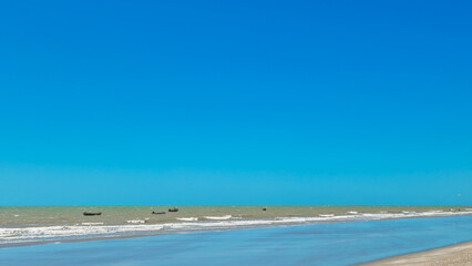 Praia do Prea with boats, close to Jericoacoara, Ceara, Brazil.