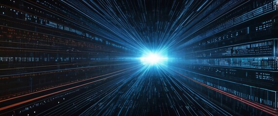 Obraz premium An abstract digital background with binary code and AI algorithms running in the background 