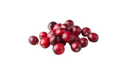 Vibrant Fresh Cranberries with Deep Red Tones on White Background