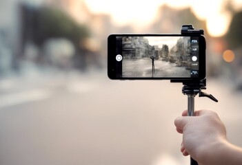 selfie white stick olated clipping inside using hand path isolated screen holding phone 