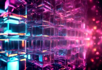Fototapeta premium futuristic glass abstract vibrant cubes captivating technology structure neon ideal image backgrounds visually colors 3d designs