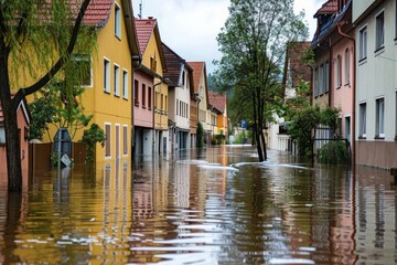 Flooded Street in a European Town