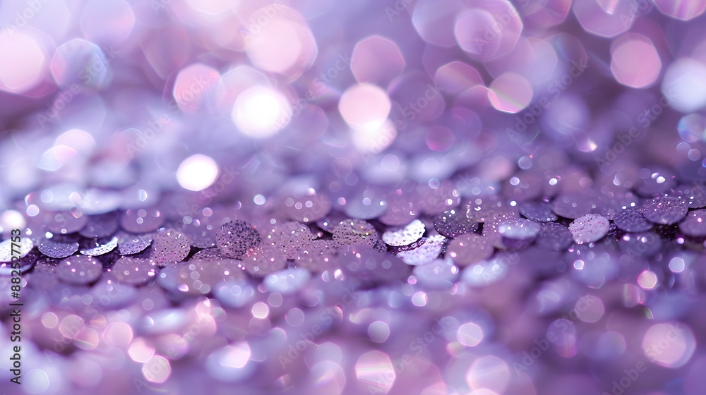 Wall mural sequins close-up macro. abstract background with blue sequins and lilac color on the fabric. texture