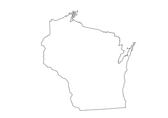 Political map of Wisconsin state, United States of America