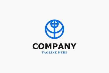 modern blue globe minimal logo