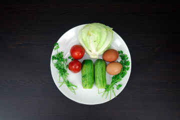 Assortment of Fresh Cooking Ingredients Including Egg, Onion, Green Chili, Coriander Leaves, Cucumber, Tomato, Cabbage, Potato, Bread, Noodles, Sugar, Jackfruit, Carrot, Garlic, Ginger, Lemon