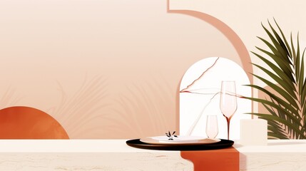Artisan-themed gala, featuring handcrafted decorations, intricate table arrangements, and a stylish layout, blending traditional and modern elements, flat design illustration