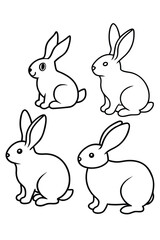 set of rabbits silhouettes