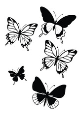 set of butterfly silhouette vector design