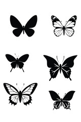 set of butterfly silhouette vector design