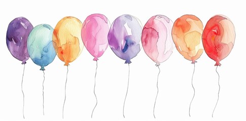 Watercolor illustration of balloons for birthday party