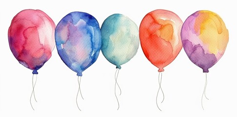 Watercolor illustration of balloons for birthday party