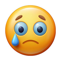 Fototapeta premium Awkward emoji Embarrassed emoticon, yellow face with sweat drop on transparent