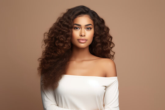Beautiful Afro-Asian woman with long hair