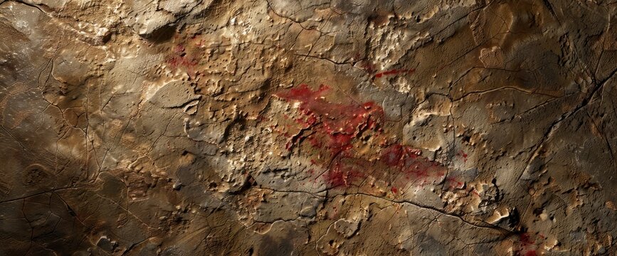 Ancient paintings on the rock wall at the Pratu Pha archaeological site, showcasing historical artistry
