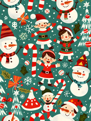 2D illustrated New Year card in a cute graphic style