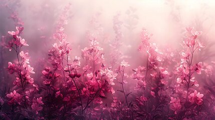 Pink Flower Field Illustration