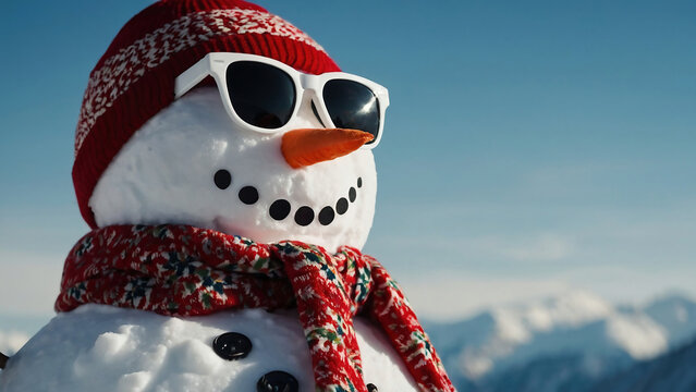 christmas in july Snowman with sunglasses in the summer 