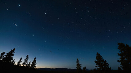 night sky with stars near trees