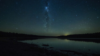 night sky with stars over lake