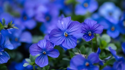 Blue violet flowers in the garden. High quality photo which is very beautiful