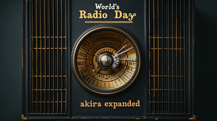 Radio Post for World Radio day, Ancient radio closeup.