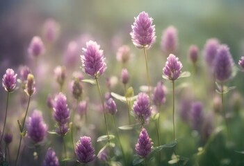 Fototapeta premium spring clover art background green flower abstract sun light blur bokeh natural summer flowers