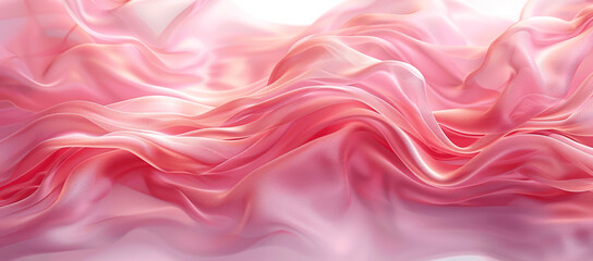 Obraz premium Abstract pastel pink fabric folds soft waves background. Luxury silk wave drapes modern wavy texture Valentine backdrop for web mobile copy space