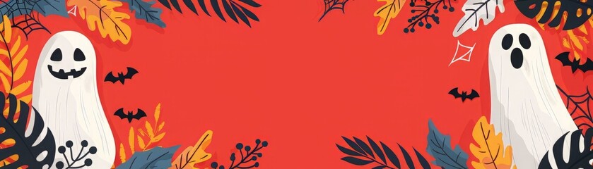 Fototapeta premium Halloween Haunted Harvest: Ghosts of Joy and Sorrow, Banner, Copy space.