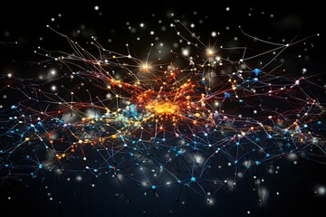 Fototapeta premium Neural network, visualization, human brain, analog, intricate, detailed, complexity, visual representation, background, cognitive processes, artificial intelligence, machine learning, data processing