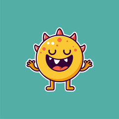 vector simple yellow circle monster laughing