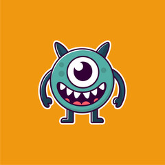 simple one-eyed green monster vector