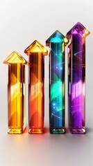 Colorful gradient arrow-shaped bars representing growth and progress in a business or data visualization concept.