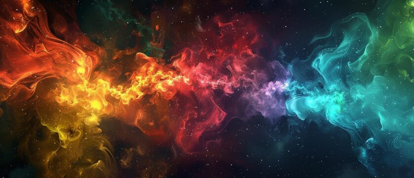 beautiful abstract colorful flowing waves in space universe ultrawide 21:9 wallpaper background perfect for oled display with vibrant colors on dark. for ads web design, prints and copy
