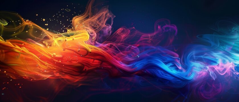 beautiful abstract colorful flowing waves ultrawide 21:9 wallpaper background perfect for oled display with vibrant colors on dark. for ads web design, prints and copy