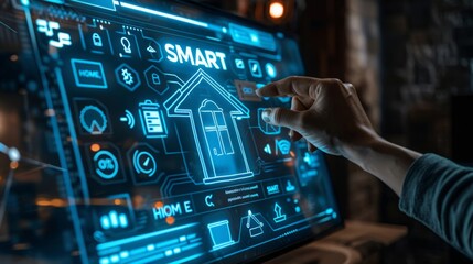 Obraz premium Futuristic Integration: Smart Home Technology and Automation Concept