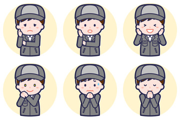 男性工場作業員のポーズセット_04