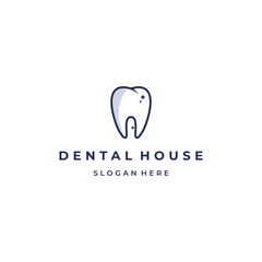Dental house logo design on isolated background