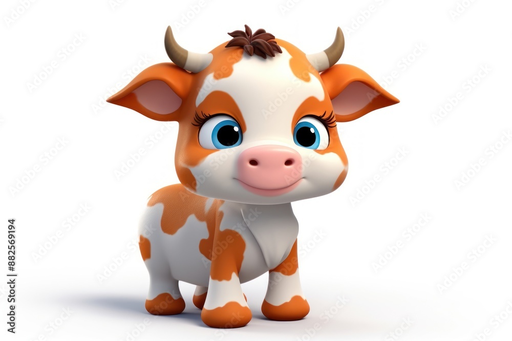 Poster Cute animals cow livestock cartoon.