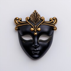 a haunted mask ornament, vintage style, eerie atmosphere, ornate patterns, isolated on white background