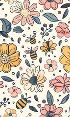 cartoon 2d illustrator doodle pattern, cute pattern in graphic seamless pattern