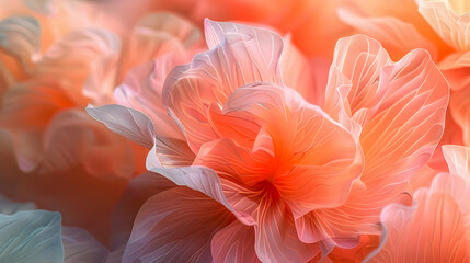 Abstract Flower Illustration - Delicate Petals in Pink and Orange