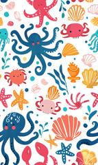 Obraz premium cartoon 2d illustrator doodle pattern, cute pattern in graphic seamless pattern