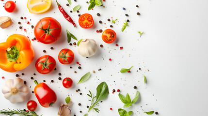 Delicious yummy vegetables food salad on a white plain background for foodie foodblogger