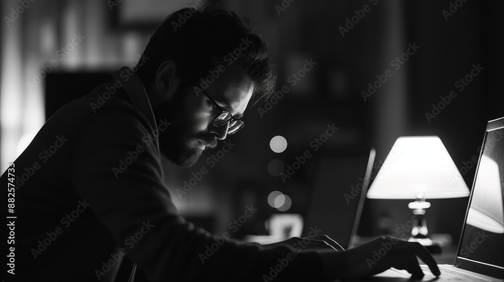 Poster ethical hacker or cyber security expert working on computer